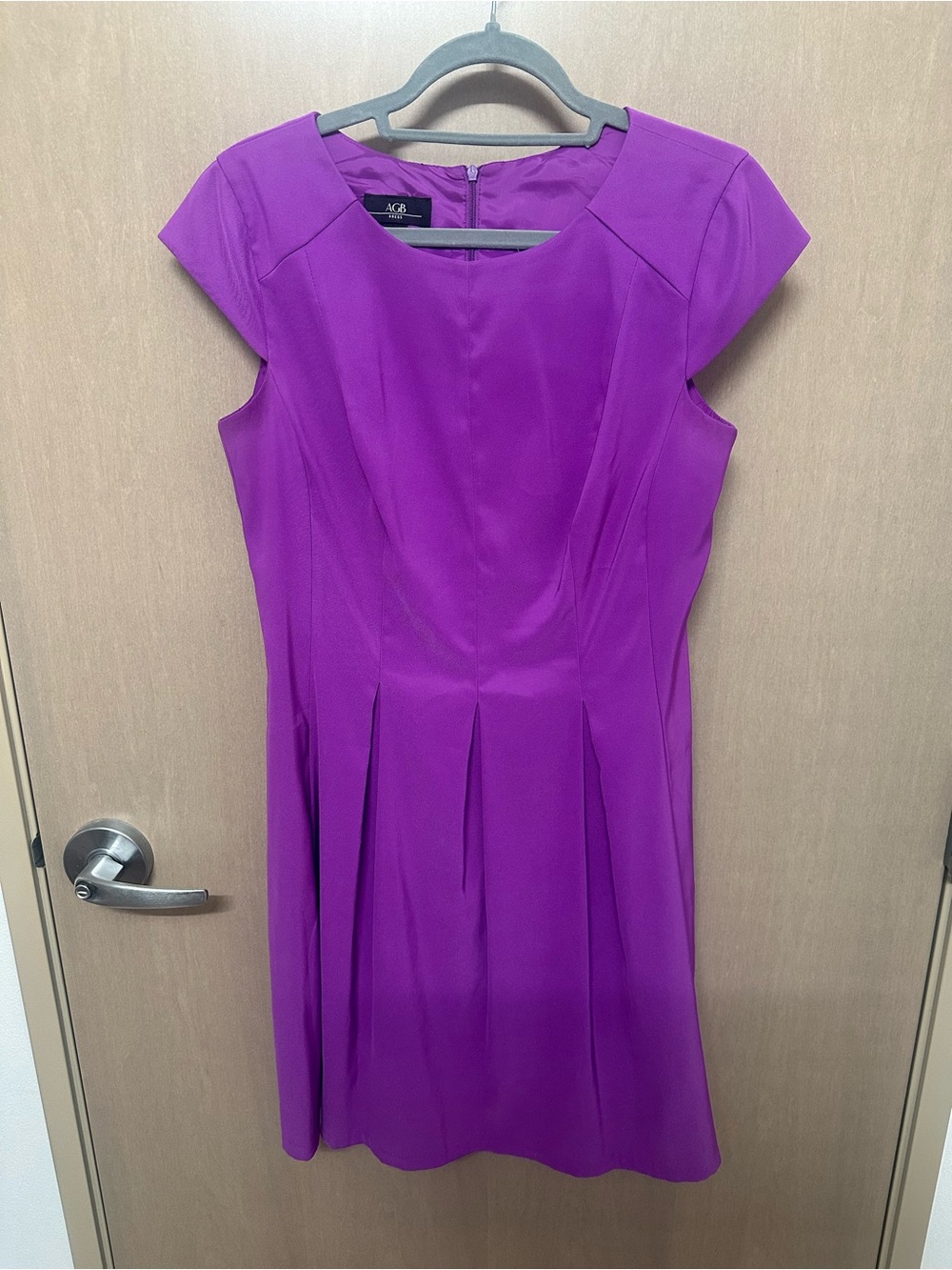AGB Purple Cap-Sleeve Pleated work Dress size 10